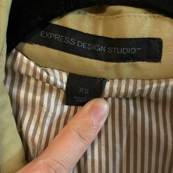 Express Design Studio Tan Double Breasted Belted Trench Coach XS - Picture 9 of 16